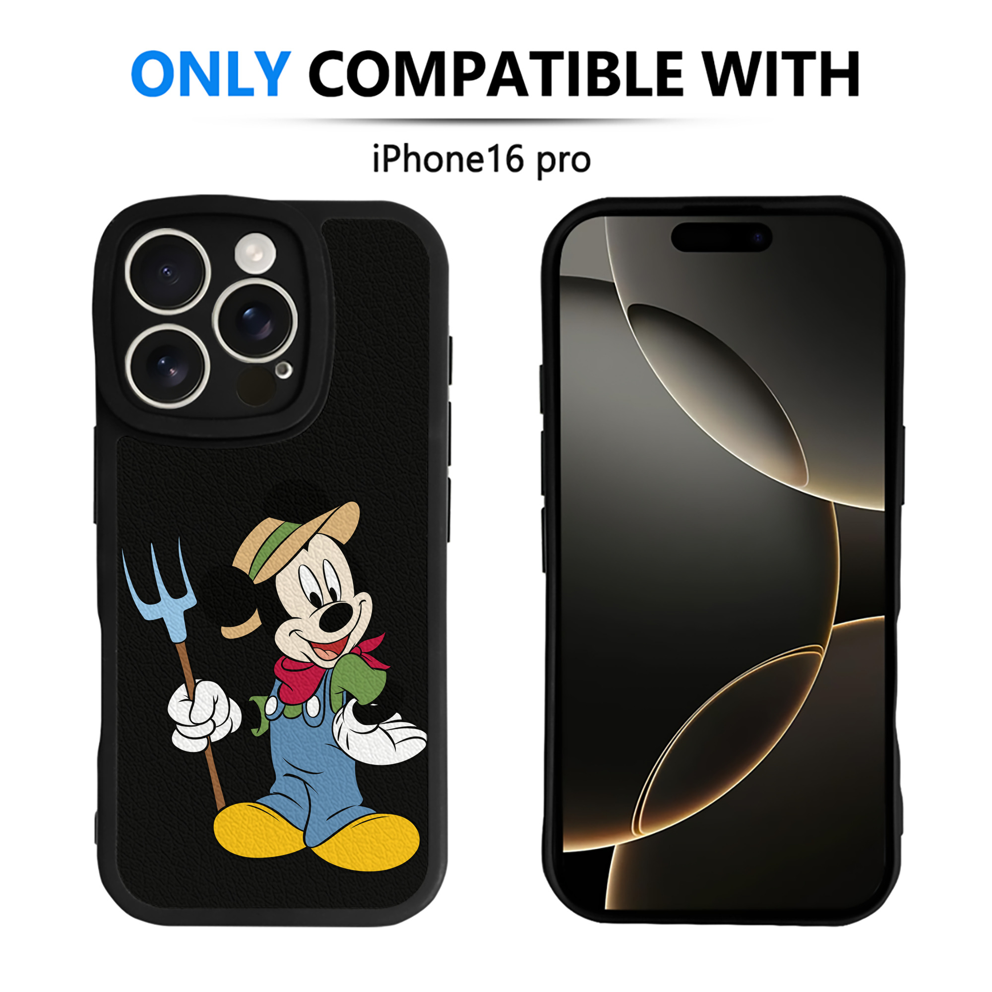 （画像用） ミッキーマウス Mickey Mouse 【iPhone 16シリーズ対応】シリコンスマホケース（レザー調） 材質：シリコン
